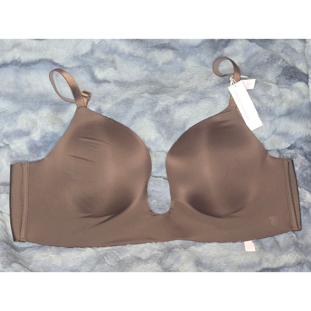 Victoria's Secret Invisible Solutions Plunge Push Up Bra‎ Brown 34DD NWT